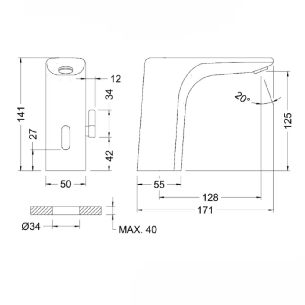 Grifo de lavatorio mezclador con sensor Genebre Grifo De Lavatorio Mezclador Con Sensor Genebre