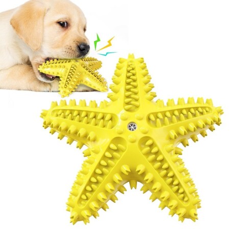 Juguete Dental Estrella Mordible con Silbato para Perros Amarillo