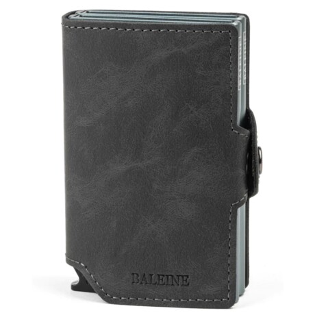 Billetera Baleine Double Kansas en Aluminio y Cuero con Protección RFID Space Grey