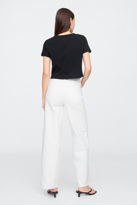 Jean Wide Leg Con Tachas Mujer Bright White