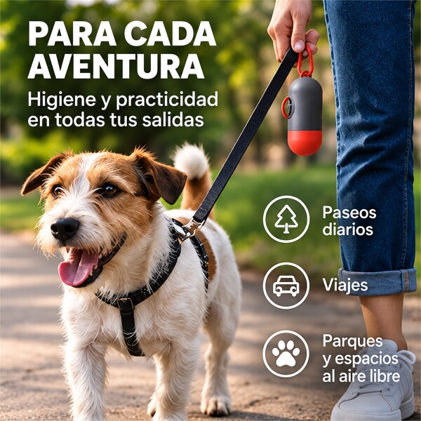 Bolsas Sanitarias x12 Residuos Mascota + Llavero Dispensador Rojo 1