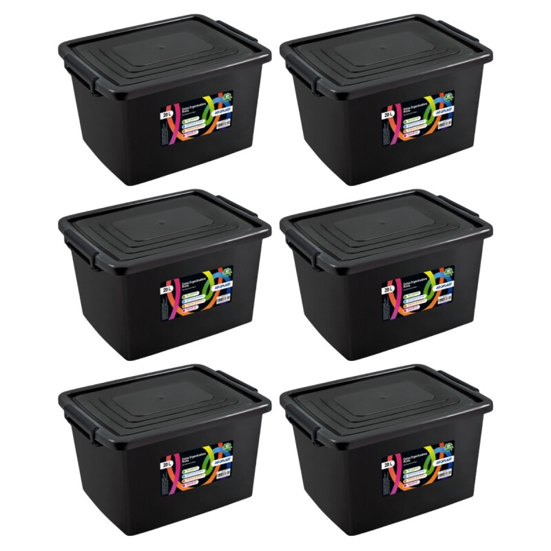 Set x6 Caja organizadora 20lts NEGRO