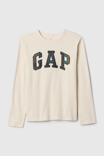 Remera Logo Gap Manga Larga Niño Chino Plaid