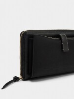 Monedero Efecto Piel Con Bandolera negro