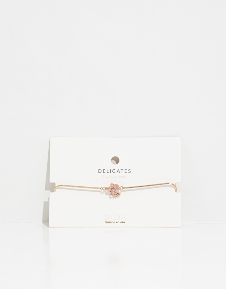 Pulseras Flexibles Strass Pulsera Con Dije Floral - Dorado
