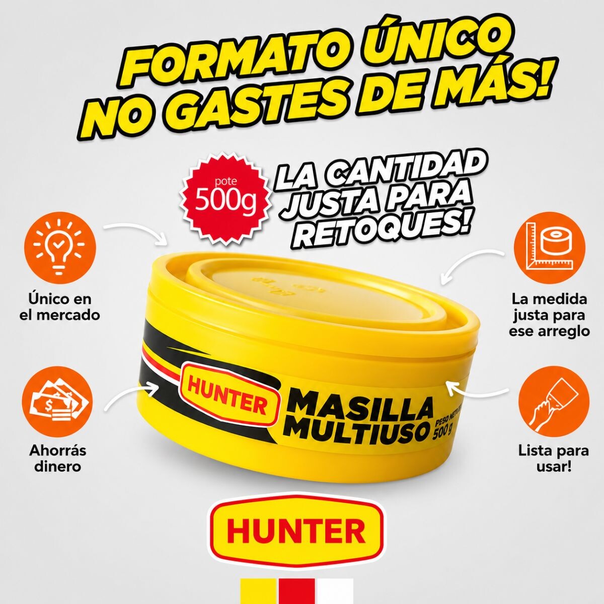 MASILLA MULTIUSO 0,5K PARA YESO HUNTER Masilla Multiuso 0,5k Para Yeso Hunter