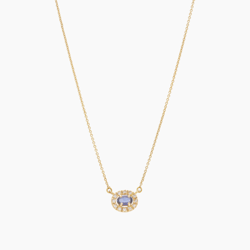 Cadena en oro 18K con colgante de zafiros y brillantes Cadena En Oro 18k Con Colgante De Zafiros Y Brillantes