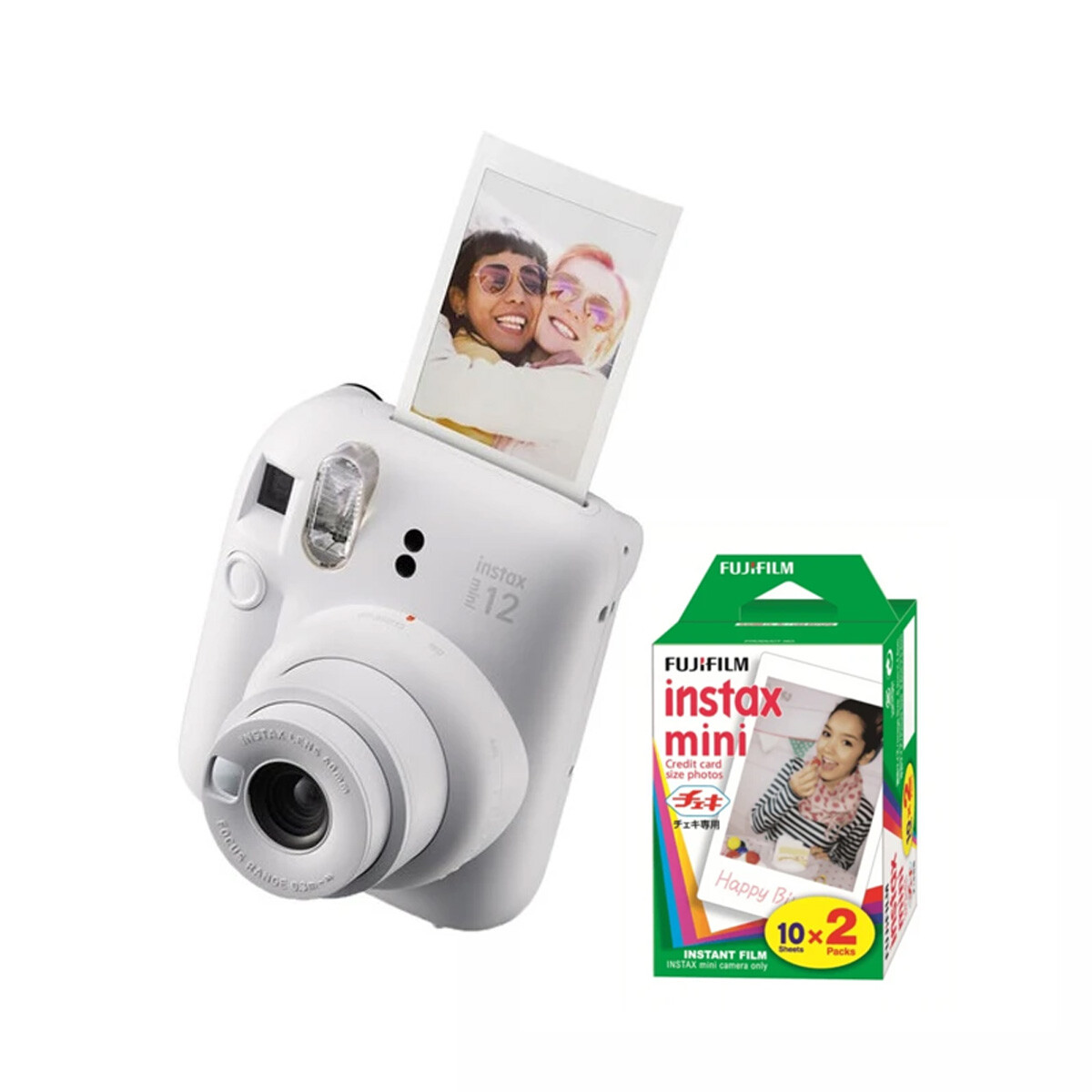 Combo Cámara Fujifilm Instax Mini 12 y Cartucho Fujifilm x20 
