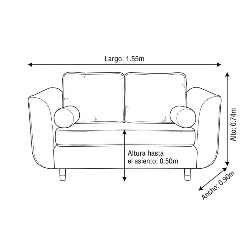 SOFA 2 PUESTOS ALEXA - CRUDO 305530 (CD) Unica