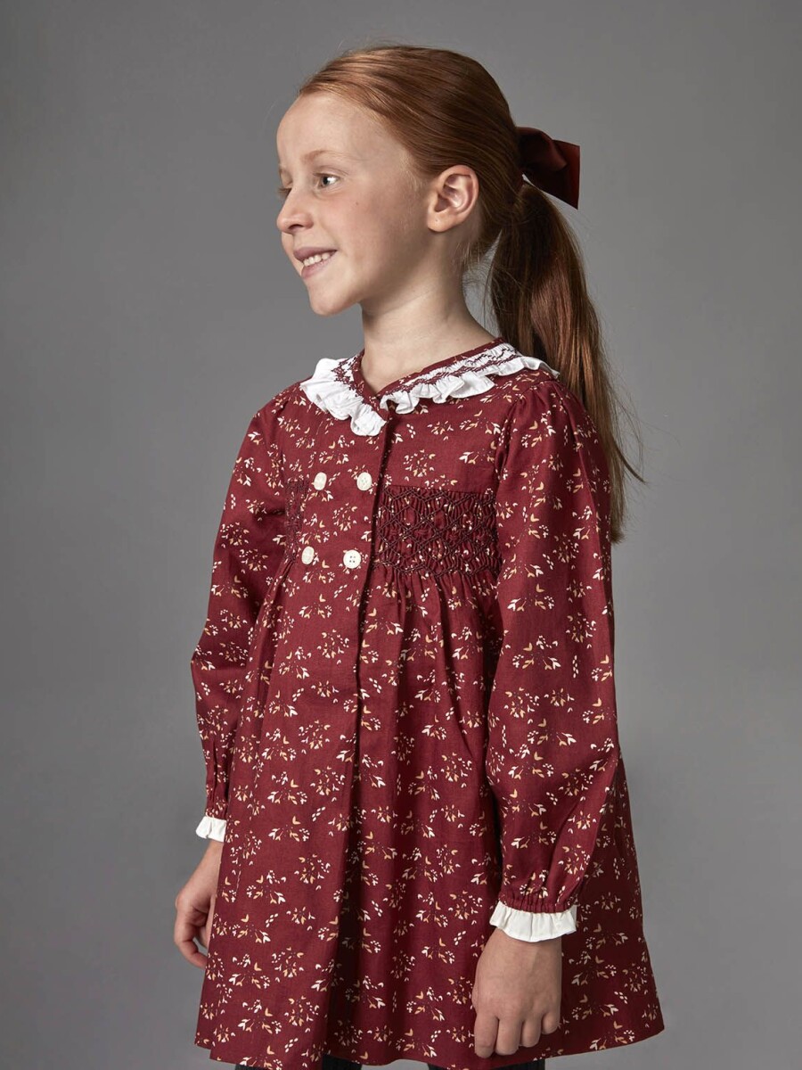 Vestido Smock Cuello Volante Caldera