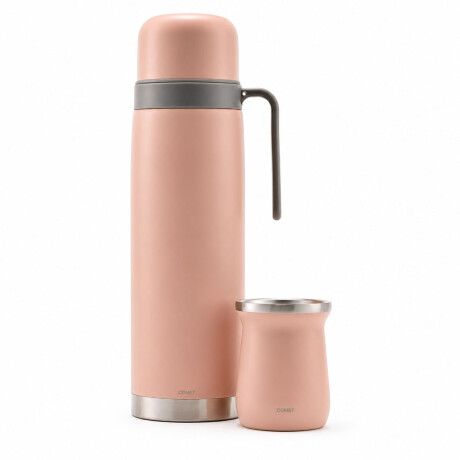 Set Matero Bologna Termo 1L + Mate Térmico Acero Inoxidable Rosa