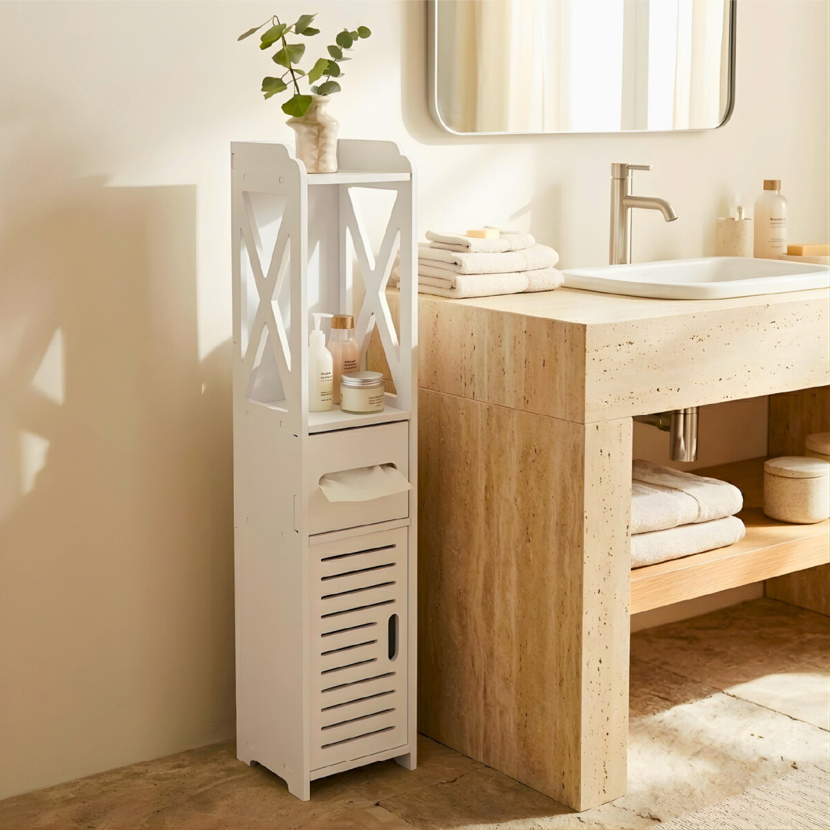 Mueble Organizador 80x15 Cm Estantes Espacio Reducido Baño 