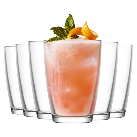 Set X6 Vasos p/ Bebidas Vega Trago Largo en Vidrio 415Ml Lav Transparente