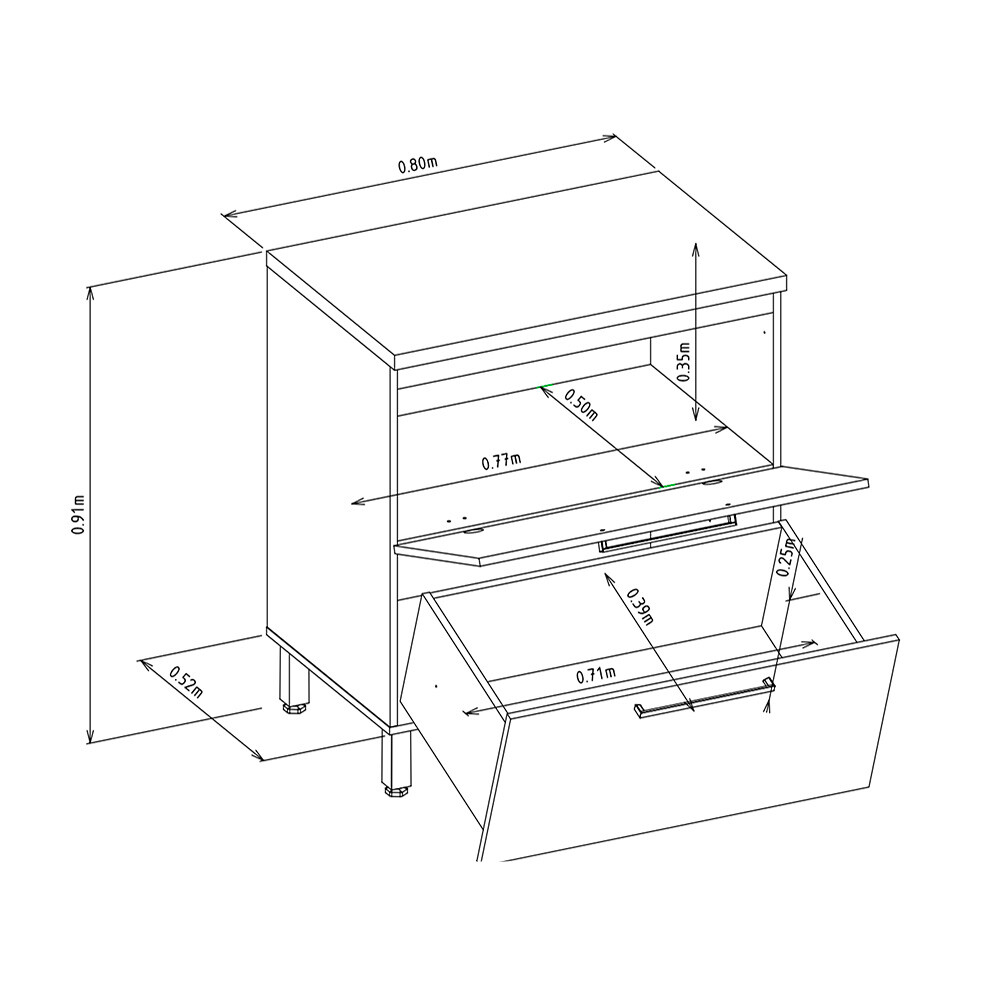 MODULO BAJO MESADA DOS CAJONES MODELO ATENA Modulo Bajo Mesada Dos Cajones Modelo Atena