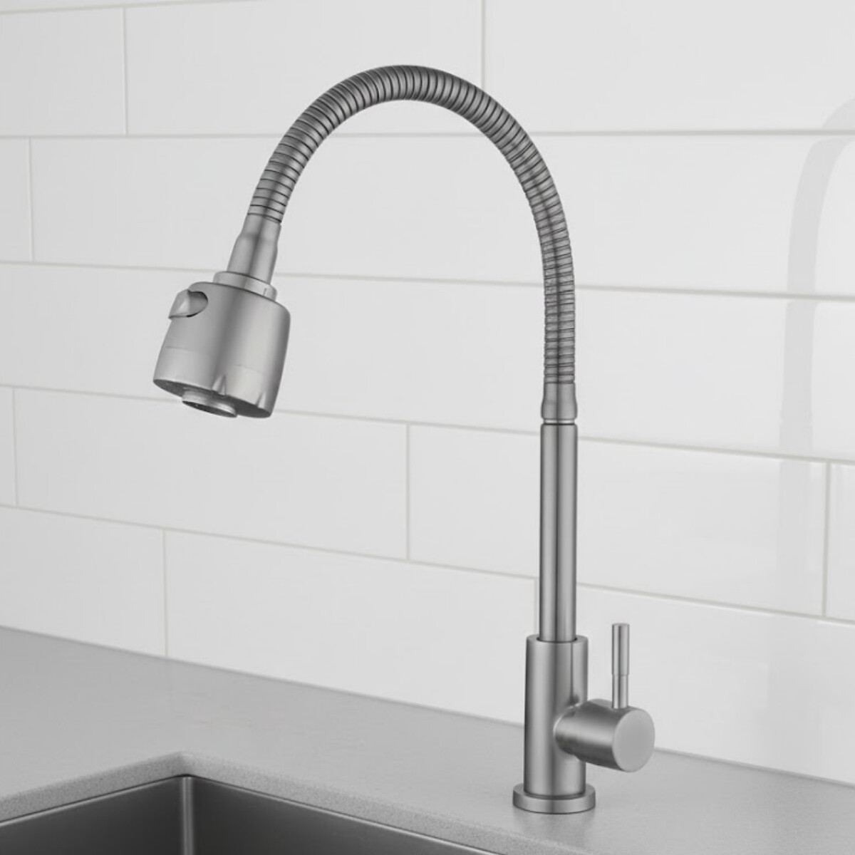 Canilla extensible para mesada de cocina agua fría - PLATEADO 