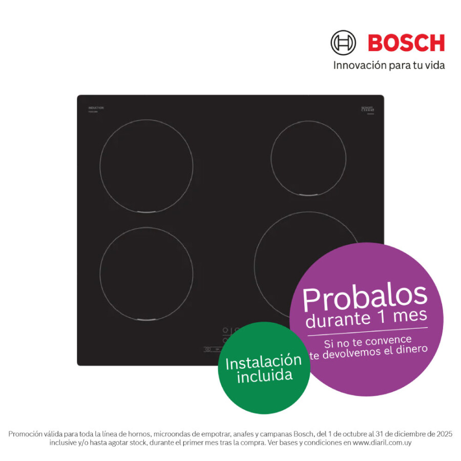 Anafe de inducción Bosch 60 Cm PUE611BB5E Anafe de inducción Bosch 60 Cm PUE611BB5E