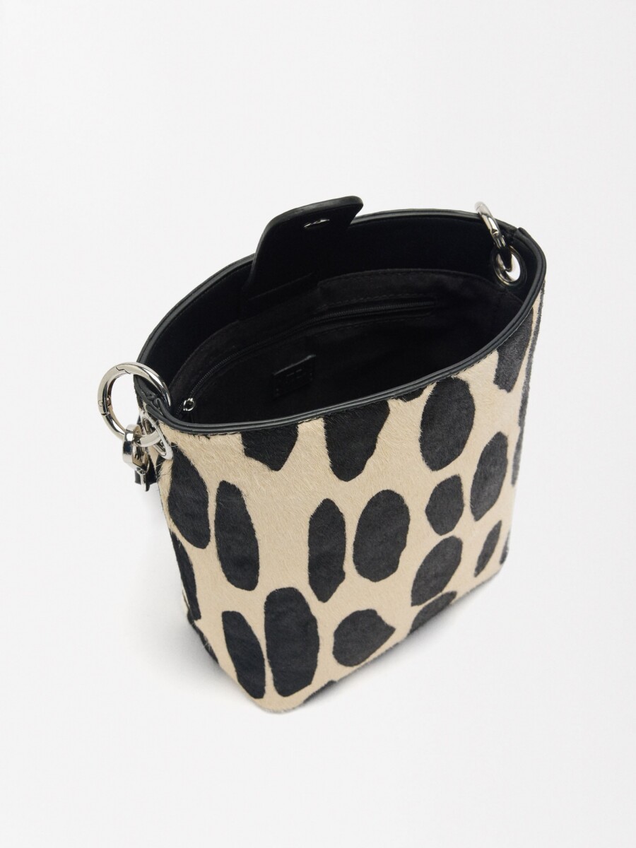 Bolso Bandolera De Piel Estampado Animal crudo