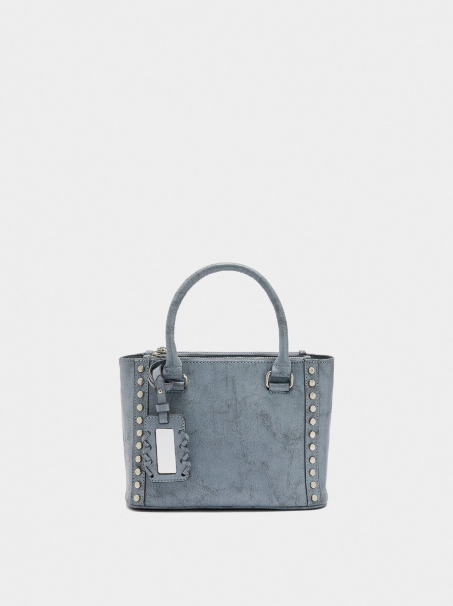 Bolso Tote Con Tachuelas - azul 