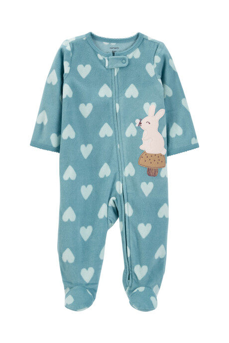 Pijama una pieza de micropolar, con pie, estampa conejo Pijama una pieza de micropolar, con pie, estampa conejo
