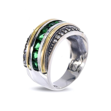 Anillo de plata 925, double en oro 18 ktes Circonias