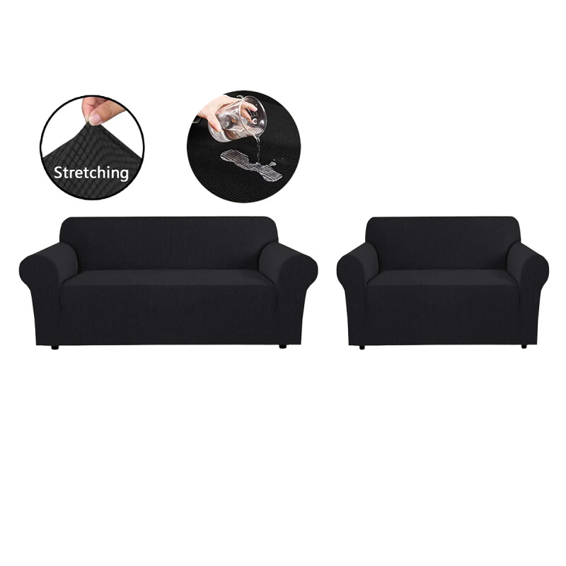 Funda cubre sofá elástica kit 3+2 NEGRO