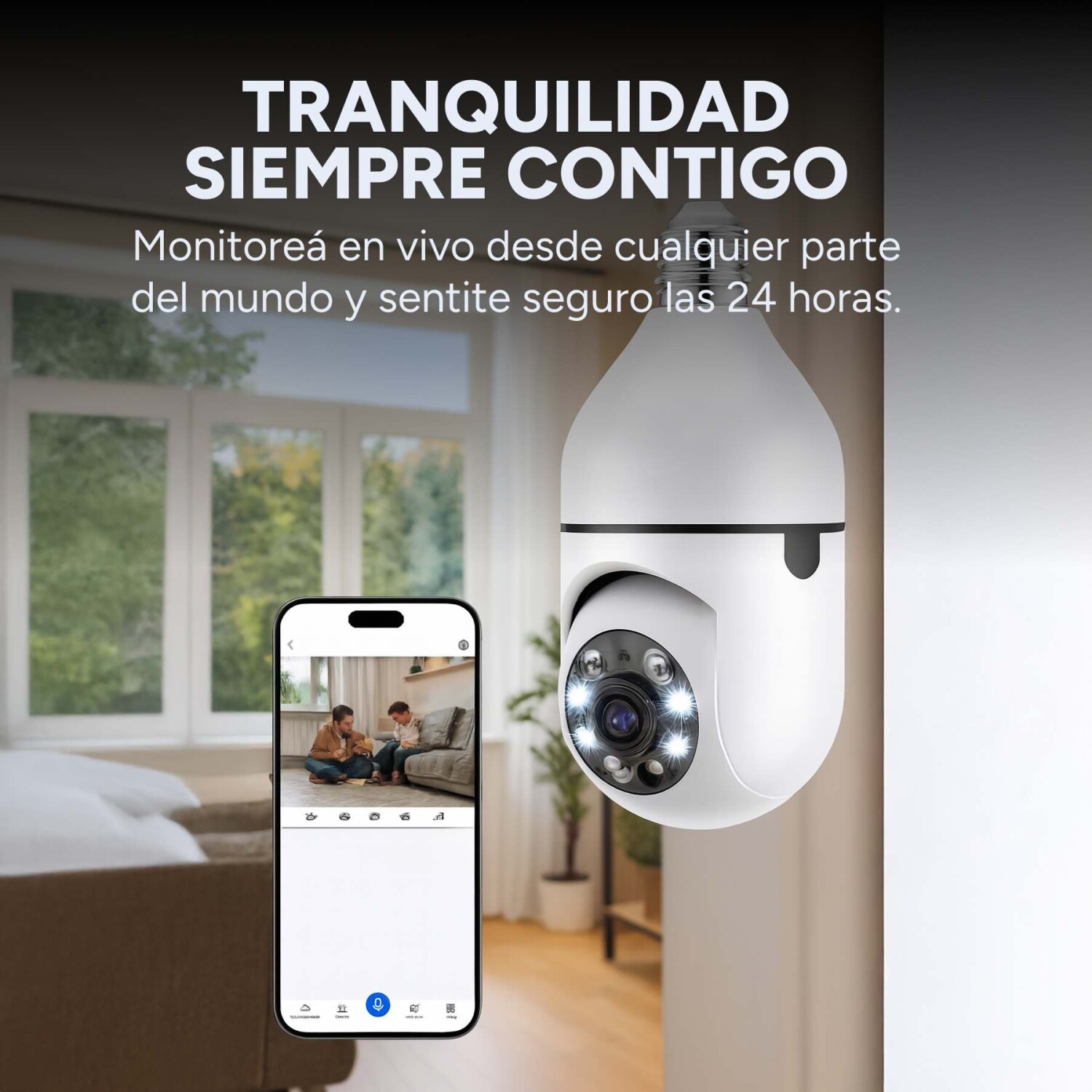 Cámara Seguridad Vigilancia 360 Wifi Graba Audio Espia Variante