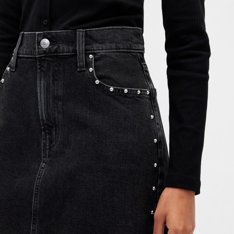 V-DENIM MINI STUD SKIRT BLACK WASH