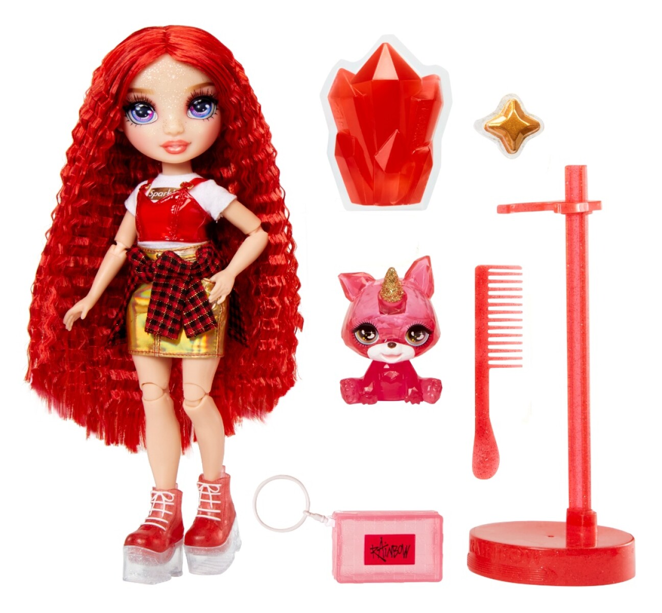 Muñeca Rainbow High Fashion Doll Slime Kit Pet Ruby 