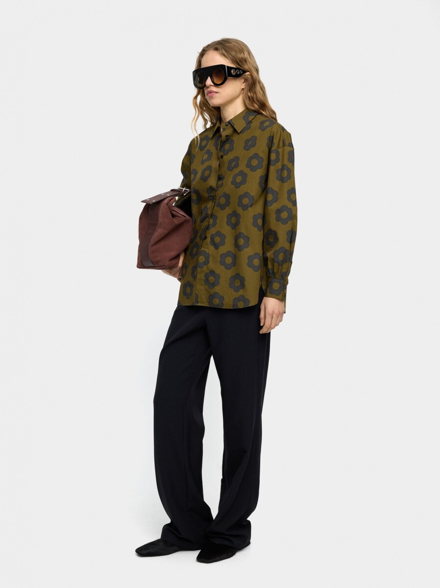 Camisa Con Estampado Floral 100% Algodón - multicolor 