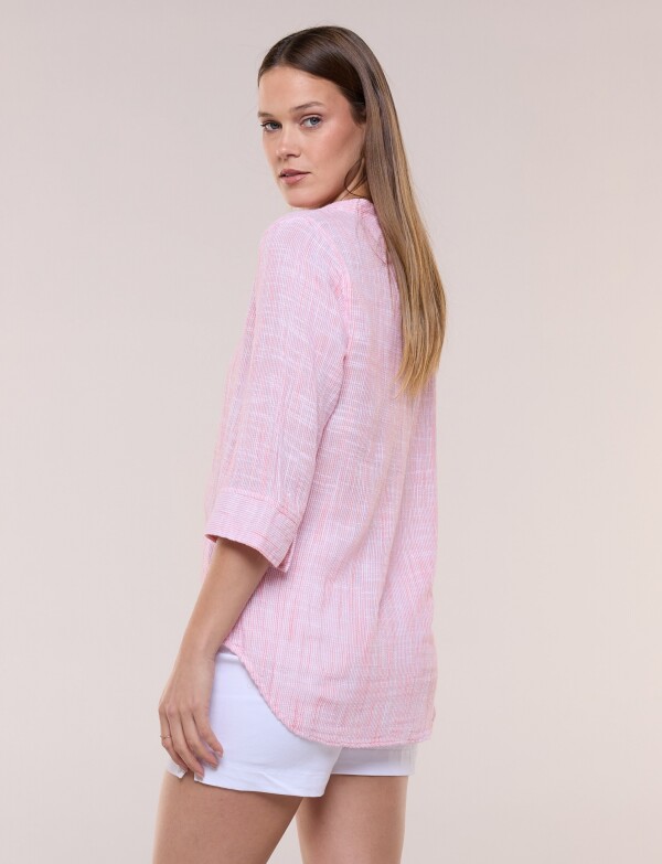 Blusa Con Textura Manga 3/4 ROSA