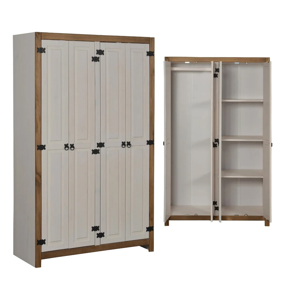 ROPERO 4 PUERTAS GUARDARROPA ARMARIO PLACARD CLOSET EN MADERA MACIZA - LINEA MEXICANA BLANCO