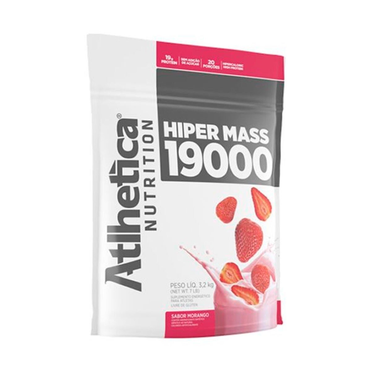 Hiper Mass 19000 Atlhetica Nutrition Sabor Frutilla 3,2 Kgs. 