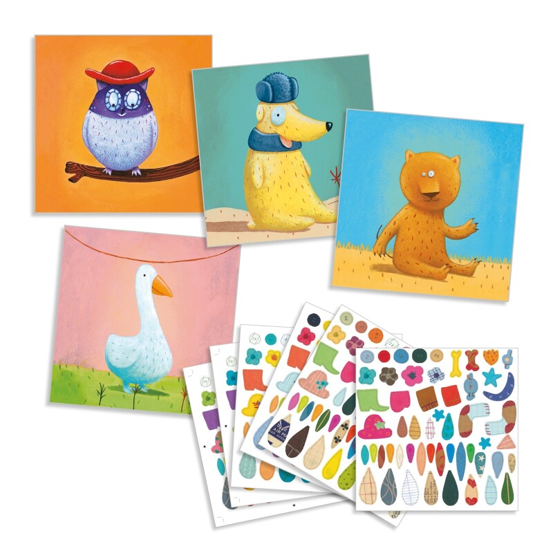 DJ0893 Set X4 Laminas Para Jugar Con Stickers 3-6 Años Djeco - León