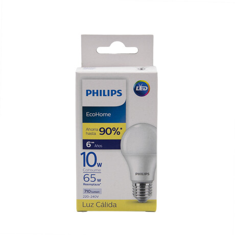 Bombita Led PHILLIPS 10w Ecohome 6500 (65w) Bombita Led PHILLIPS 10w Ecohome Cálida 3000 (65w)
