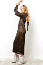 EMBROIDERED JERSEY LONG DRESS Negro