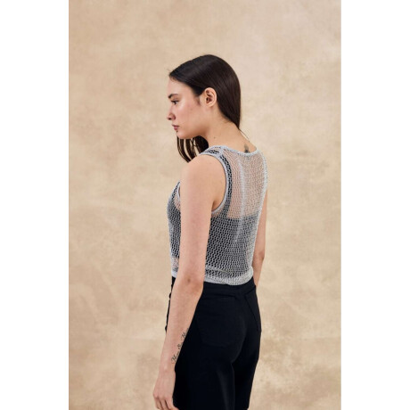 Top Red Metalizado Plata