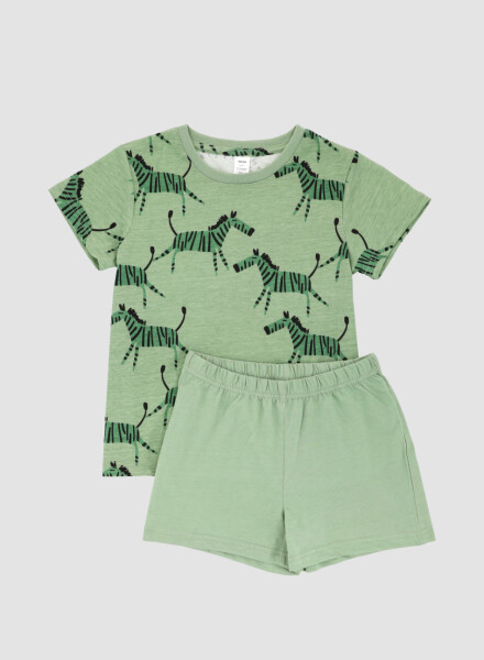Pijama infantil cebra Verde mili/esmeralda