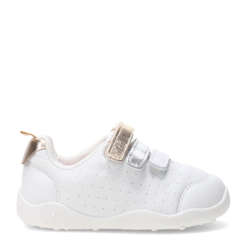 Championes Infantiles Bibi Fisioflex c/Velcros Blanco - Dorado - Plateado