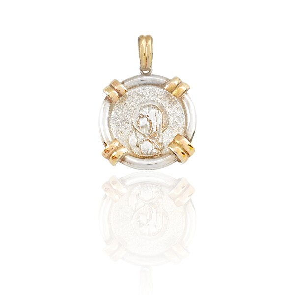 Dije Medalla Virgen Niña-Plata y oro- Sin piedra- CP5000 sinpiedra