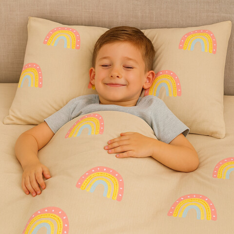 Juego De Sabanas 1 Plaza Toque Algodón Sommier Infantil - Arcoiris Juego De Sabanas 1 Plaza Toque Algodón Sommier Infantil - Arcoiris