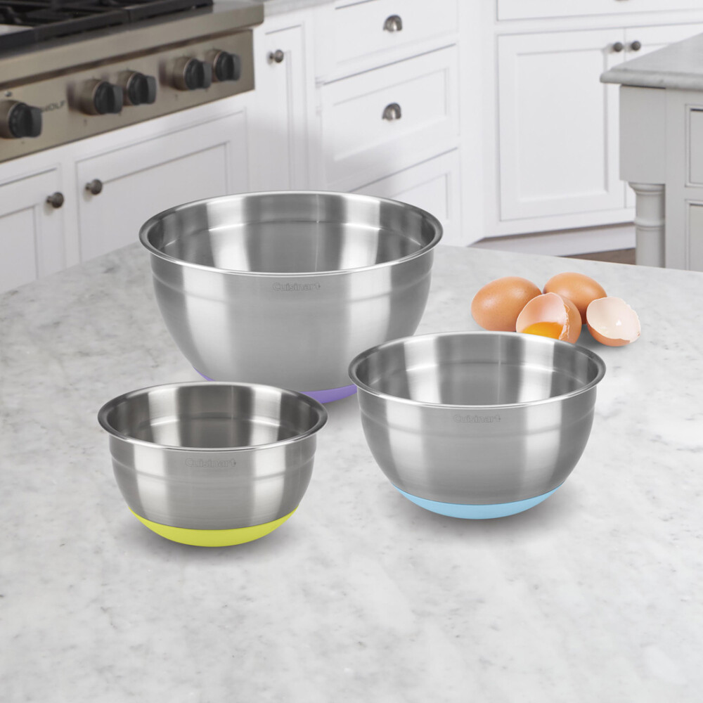 Cuisinart® JUEGO DE 3 TAZONES MEZCLADORES DE ACERO INOXIDABLE CON BASE DE SILICONA N/A