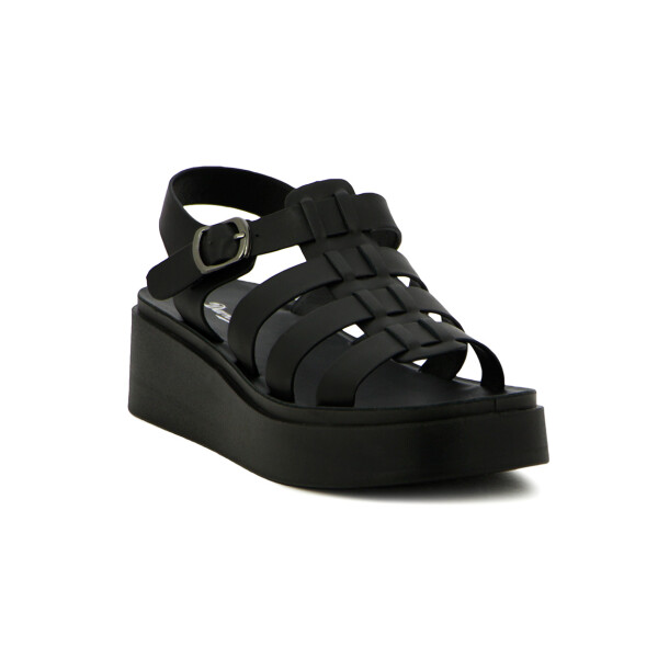 Darknes Sandalia Mujer Tres Tiras Con Pulsera Y Hebilla Negro