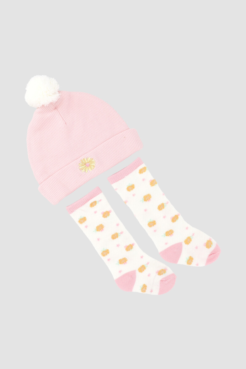 Set gorro y medias pink Rosado