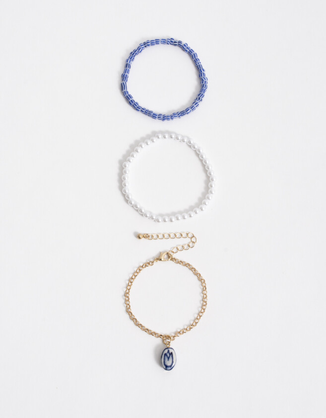 Pulseras Flexibles Azul Set De Pulseras Flexibles - Dorado