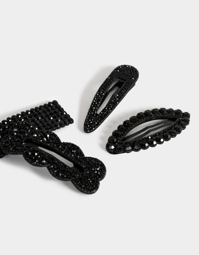 Hebillas Tic Tac Con strass Set De Hebillas Tic Tac - Negro