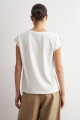 Remera escote V con vainillas blanco