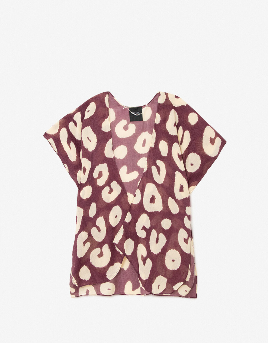 Kimono Animal Print Burgundy 