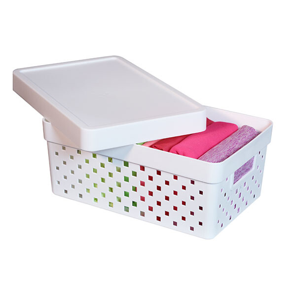 ORGANZIADOR QUADRATTA CON TAPA 29X19X12 CMS BLANCO BLANCO