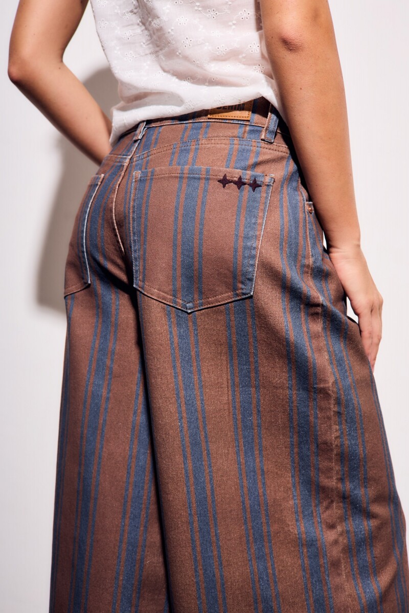 Jean Rayado Extra Wide Leg Chocolate