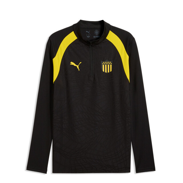 Camiseta de Hombre Puma Cap Training 1/4 Zip Top Negro - Amarillo